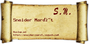 Sneider Marót névjegykártya